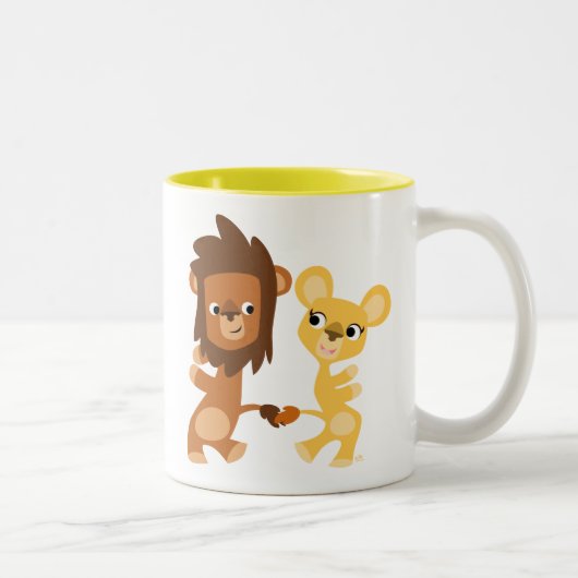 Tasse 2 Couleurs Caricature de danse mignonne Lions (Droit)