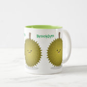Tasse 2 Couleurs Caricature de durian joyeux (Devant droit)