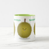 Tasse 2 Couleurs Caricature de durian joyeux (Centre)