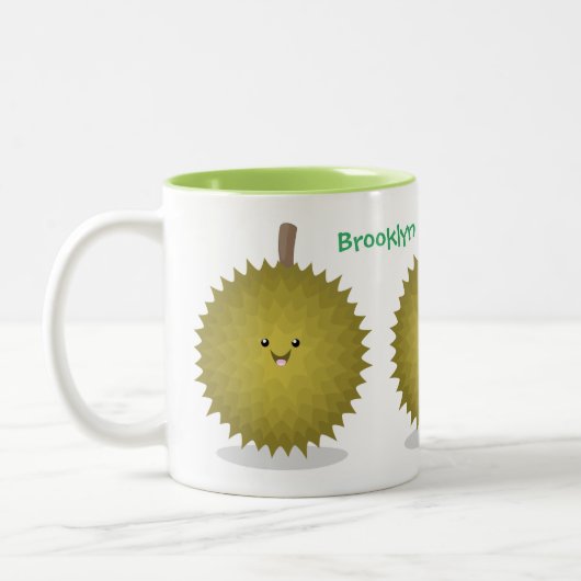 Tasse 2 Couleurs Caricature de durian joyeux (Gauche)