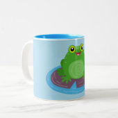 Tasse 2 Couleurs Caricature de grenouille verte mignonne (Devant gauche)