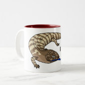 Tasse 2 Couleurs Caricature de lézard rouge (Devant gauche)