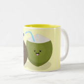Tasse 2 Couleurs Caricature de noix de coco kawaii joyeux (Devant droit)