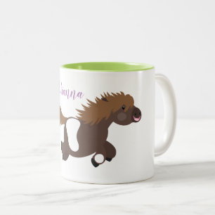 Tasse 2 Couleurs Caricature de poney de schetland marrant