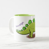 Tasse 2 Couleurs Caricature de stegosaurus dinosaure (Devant gauche)