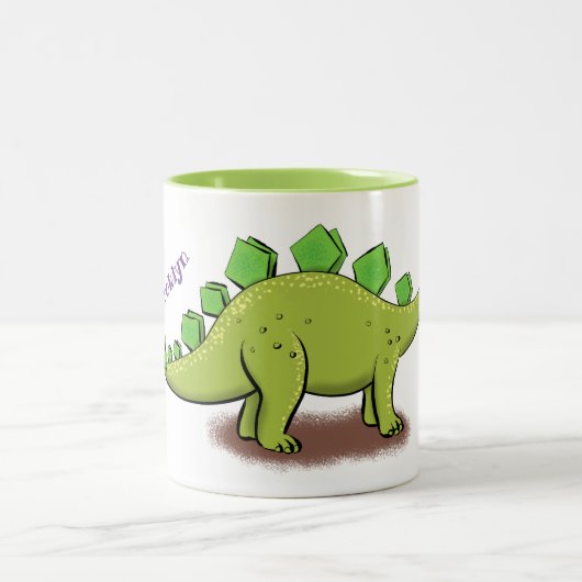 Tasse 2 Couleurs Caricature de stegosaurus dinosaure (Centre)
