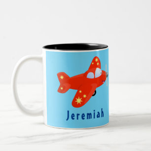 Tasse 2 Couleurs Caricature de vol d'avion rouge mignon