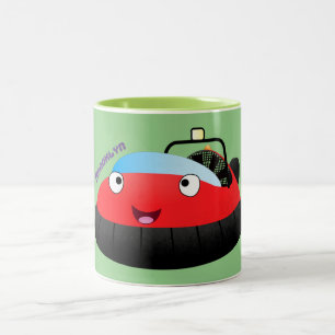 Tasse 2 Couleurs Caricature d'hovercraft rouge joyeux