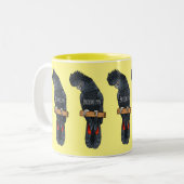 Tasse 2 Couleurs Caricature d'oiseau à queue rouge (Devant gauche)