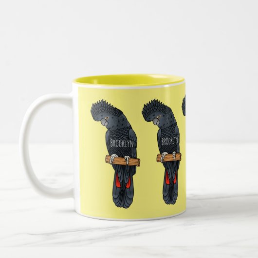 Tasse 2 Couleurs Caricature d'oiseau à queue rouge (Gauche)