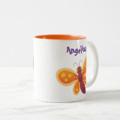 Tasse 2 Couleurs Caricature joli papillon orange (Devant droit)