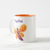 Tasse 2 Couleurs Caricature joli papillon orange (Devant gauche)