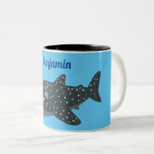 Tasse 2 Couleurs Caricature joli requin baleine joyeux (Devant droit)