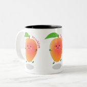 Tasse 2 Couleurs Caricature mignonne de mangue joyeuse (Devant gauche)