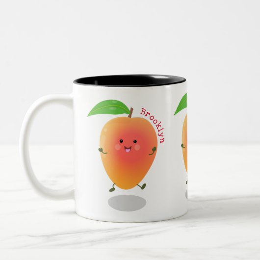 Tasse 2 Couleurs Caricature mignonne de mangue joyeuse (Gauche)