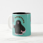 Tasse 2 Couleurs Caricature mole joyeux (Devant gauche)