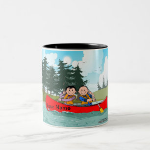 Tasse 2 Couleurs Caricature personnalisée en couple canoé