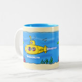 Tasse 2 Couleurs Caricature sous-marine joyeuse (Devant gauche)