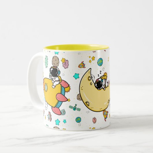 Tasse 2 Couleurs Caricature spatiale astronaute (Devant gauche)