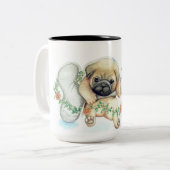 Tasse 2 Couleurs carlin, aquarelle, animal (Devant gauche)