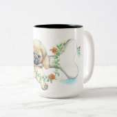 Tasse 2 Couleurs carlin, aquarelle, animal (Devant droit)