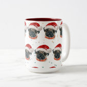 Tasse 2 Couleurs Carlin Chien race Étoiles de Noël (Devant droit)