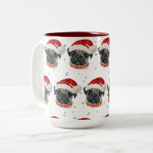 Tasse 2 Couleurs Carlin Chien race Étoiles de Noël (Devant gauche)