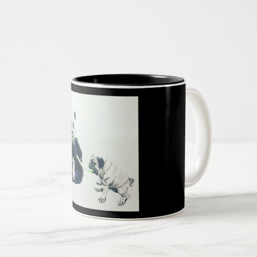 Tasse 2 Couleurs Carlin et panda (Devant droit)
