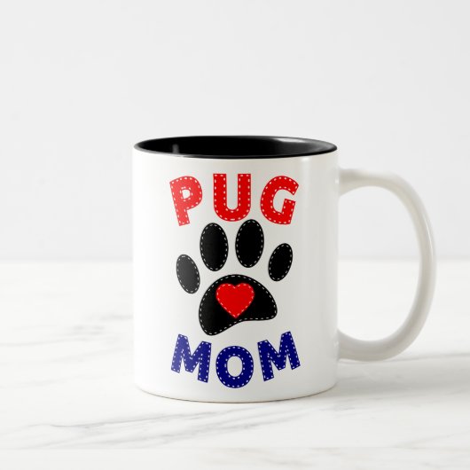Tasse 2 Couleurs Carlin Maman Chien Maman Dessin (Droit)
