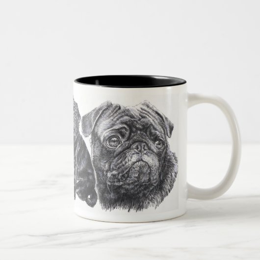 Tasse 2 Couleurs Carlin noir (Droit)
