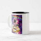 Tasse 2 Couleurs Carlin Space Cat Llama Riding Nachos (Devant gauche)