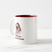 Tasse 2 Couleurs Carlins et baisers de Noël (Devant gauche)