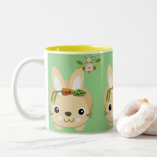 Tasse 2 Couleurs Carottes et pois de lapin vert jaune