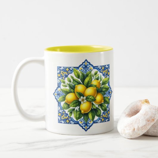 Tasse 2 Couleurs Carreau au citron (Avec donut)