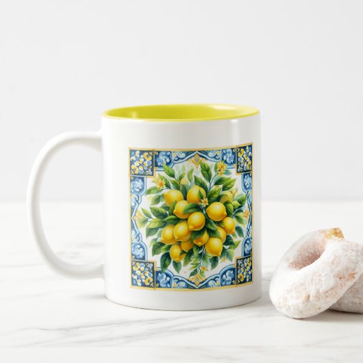 Tasse 2 Couleurs Carreau au citron (Avec donut)