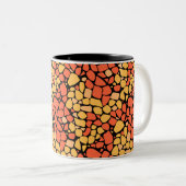 Tasse 2 Couleurs Carreau de mosaïque abstrait jaune orange noir (Devant droit)