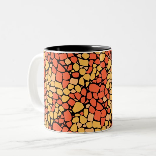 Tasse 2 Couleurs Carreau de mosaïque abstrait jaune orange noir (Devant gauche)