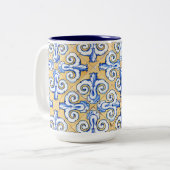 Tasse 2 Couleurs Carreaux espagnols - Azulejo Bleu, Jaune et Blanc (Devant gauche)