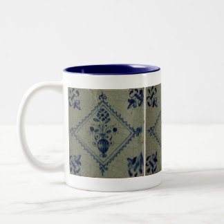 Tasse 2 Couleurs Carrelage Bleu Delft - Vase avec Fleurs et Bouquet