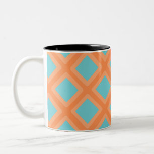 Tasse 2 Couleurs Carrés remplis de sarcelle diagonale