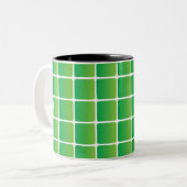 Tasse 2 Couleurs Carrés verts égaux (Devant gauche)