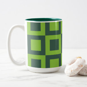 Tasse 2 Couleurs Carrés Verts Géométrique