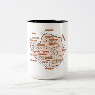 Tasse 2 Couleurs Carte ancienne de l'Antarctique