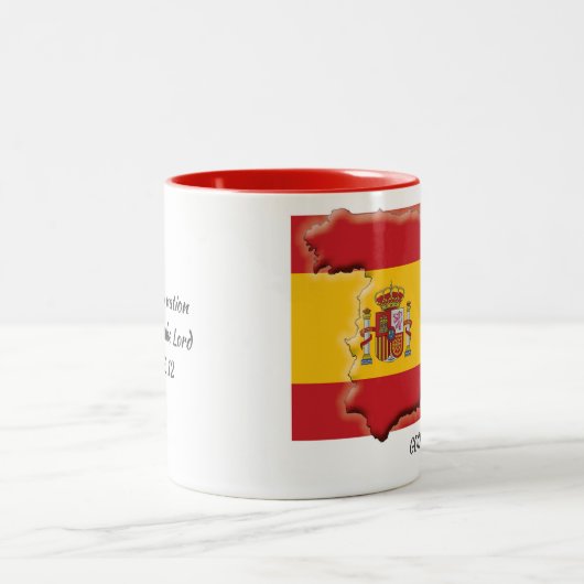Tasse 2 Couleurs CARTE DE DRAPEAU ESPAGNE Écriture Customisée (Centre)