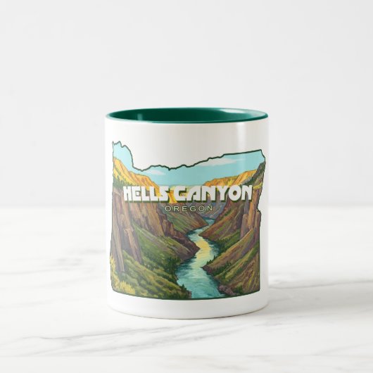 Tasse 2 Couleurs Carte de Hells Canyon Oregon (Centre)