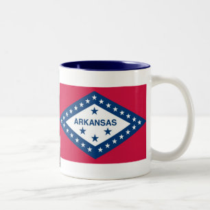 Tasse 2 Couleurs Carte de l'Arkansas et drapeau d'état