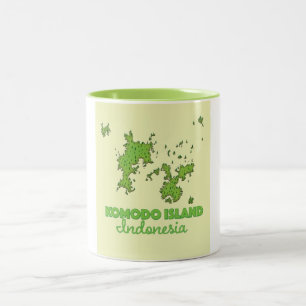 Tasse 2 Couleurs Carte de l'île de Komodo en Indonésie