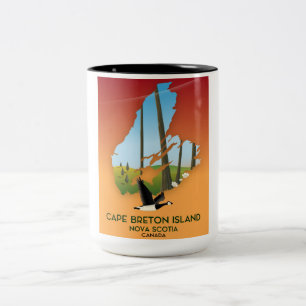 Tasse 2 Couleurs Carte de l'île du Cap-Breton Nouvelle-Écosse Canad