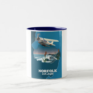 Tasse 2 Couleurs carte de Norfolk East Anglia 