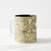 Tasse 2 Couleurs Carte de papier usée du monde (Devant gauche)